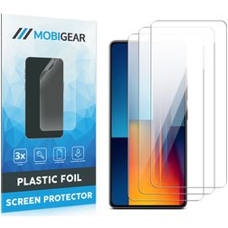 Mobigear POCO M6 Pro Película de ecrã em plástico - Compatível com capas (Pack de 3)