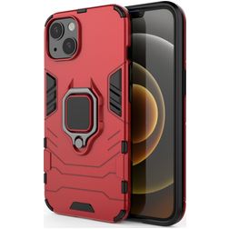 Mobigear Armor Ring iPhone 13 Hard Case Back cover Shockproof with Ring Holder - Red