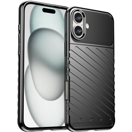 Mobigear Groove iPhone 16 Plus TPU flexível Capa traseira - Preto