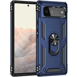Mobigear Armor Ring Google Pixel 6 Kova Suojakuori Iskunkestävä + Sormuspidike - Sininen