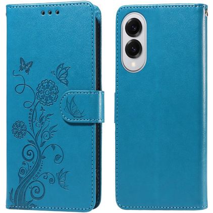 Mobigear Flowers Samsung Galaxy S25 Edge Wallet case - Blue