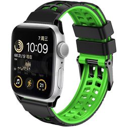 Mobigear Aero Armor Bracelete Silicone Fivela para Apple Watch - 42/41/40/38 mm - Preto / Verde