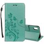 Mobigear Flowers iPhone XR Cover a libro portafoglio - Turchese