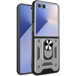 Mobigear Armor Ring Samsung Galaxy Z Flip 7 Hard Case Back cover Shockproof with Ring Holder - Silver