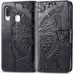 Mobigear Butterfly Samsung Galaxy A40 Cover a libro portafoglio - Nero