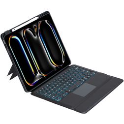 Mobigear Detachable Rotating iPad Pro 13 Inch (2024) QWERTY Bluetooth Keyboard Wallet case + Stylus Holder - Black