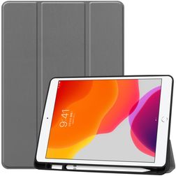 Mobigear Tri-Fold Gel iPad 7 (2019) TPU / Leatherette Wallet case + Stylus Holder - Grey