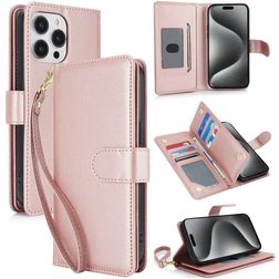Mobigear Wallet iPhone 15 Pro Cover a libro portafoglio - Oro rosa