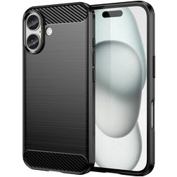 Mobigear Brushed Slim iPhone 16 Plus TPU flexível Capa traseira - Preto