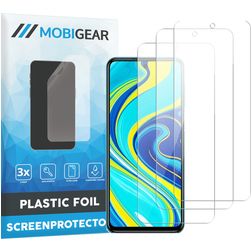 Mobigear Xiaomi Redmi Note 9S Película de ecrã em plástico - Compatível com capas (Pack de 3)