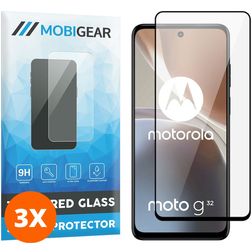 Mobigear Premium Motorola Moto G32 Tempered Glass Screen Protector - Case Friendly - Black (3-Pack)
