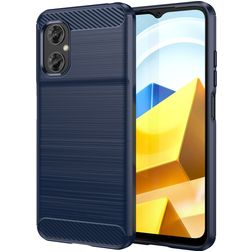 Mobigear Brushed Slim POCO M5 TPU flexível Capa traseira - Azul marinho