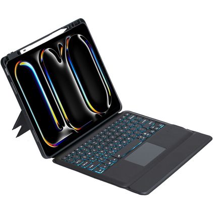 Mobigear Detachable Rotating iPad Pro 13 Inch (2025) QWERTY Bluetooth Keyboard Wallet case + Stylus Holder - Black