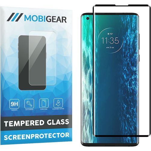 Mobigear Curved Motorola Edge (2020) Szkło hartowane Ochrona ekranu - Kompatybilna z etui - Czarny