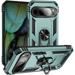 Mobigear Armor Ring Google Pixel 9 Plástico rígido Capa traseira Antichoque com anel - Verde