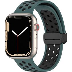 Mobigear Sport Plus Mag Silicone Apple Watch Strap Magnetic closure - 49/46/45/44 mm - Black / Green