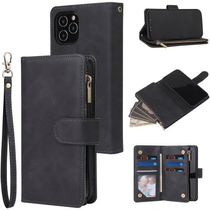 Mobigear Zipper iPhone 12 Pro Wallet case - Black