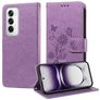 Mobigear Flowers OPPO Reno 12 Pro Lompakkokotelo + Setelitasku - Violetti