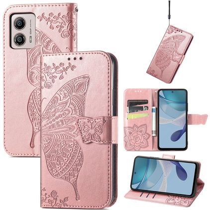 Mobigear Butterfly Motorola Moto E13 Capa livro Carteira - Rosa dourado
