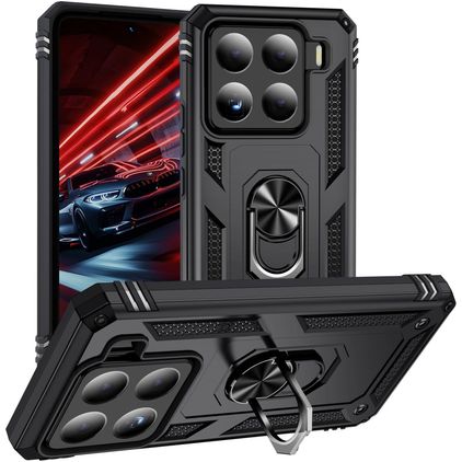 Mobigear Armor ring Xiaomi 15 Kova Suojakuori Iskunkestävä + Sormuspidike - Musta