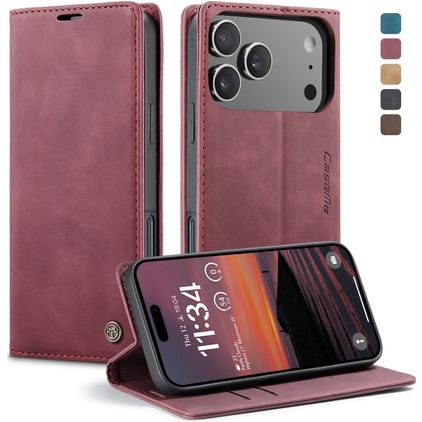 CaseMe 013 iPhone 17 Pro Max Lompakkokotelo + Setelitasku - Punainen