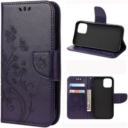 Mobigear Flowers iPhone 12 Mini Capa livro Carteira - Roxo