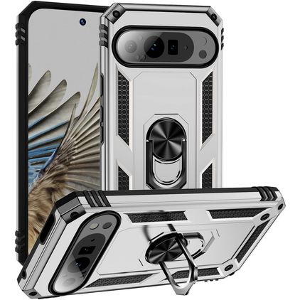 Mobigear Armor Ring Google Pixel 9 Pro XL Hardcase Back cover Antiurto con anello - Argento