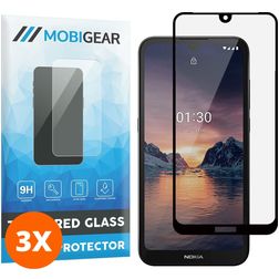Mobigear Premium Nokia 1.3 Tempered Glass Screen Protector - Case Friendly - Black (3-Pack)