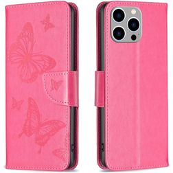 Mobigear Butterfly iPhone 15 Pro Max Funda tipo libro Cartera - Magenta