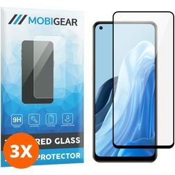 Mobigear Premium OPPO Reno 7 4G Tempered Glass Screen Protector - Case Friendly - Black (3-Pack)