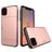 Mobigear Card iPhone 11 Plástico rígido Capa traseira Antichoque com porta-cartões - Rosa dourado