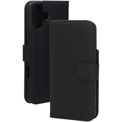 Mobiparts Wallet iPhone 16 Plus MagSafe Pravá kůže Knížkové pouzdro Peněženka - Černá