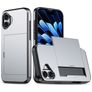 Mobigear Card iPhone 16 Plus Funda Plástico rígido Carcasa Antigolpes con tarjetero - Gris
