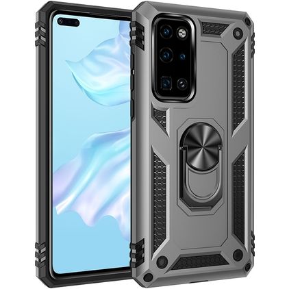 Mobigear Armor Ring Huawei P40 Hard Case Back cover Shockproof with Ring Holder - Grey