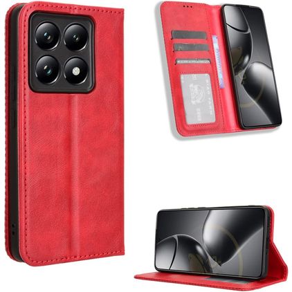 Mobigear Sensation Xiaomi 14T Pungetui med Seddelrum - Rød