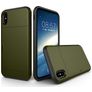 Mobigear Card iPhone XS Hårdt Bagsidecover Stødsikkert med kortholder - Armygrøn