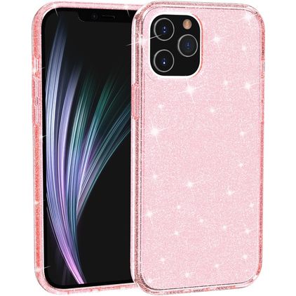 Mobigear Glitter iPhone 12 Pro Max Hårdt Bagsidecover - Lyserød