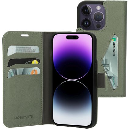 Mobiparts Classic Wallet iPhone 14 Pro Funda tipo libro Cartera - Stone Green