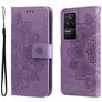 Mobigear Flowers POCO F4 Lompakkokotelo + Setelitasku - Violetti