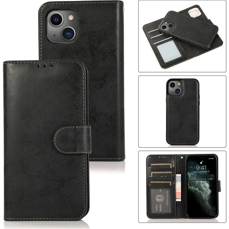 Mobigear Wallet iPhone 15 Plus Cover Aftageligt 2-i-1-pungetui med Seddelrum - Sort
