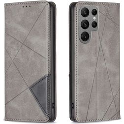 Mobigear Rhombus Slim Samsung Galaxy S24 Ultra Cover a libro - Grigio