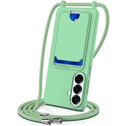 Mobigear Lanyard Card Samsung Galaxy S26 Plus Silicone Cover con cordino e portacarte - Verde