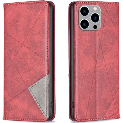 Mobigear Rhombus Slim iPhone 15 Pro Max Wallet case - Red