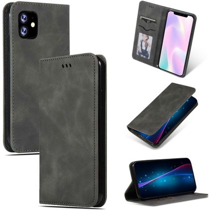 Mobigear Retro Slim iPhone 11 Funda tipo libro - Gris