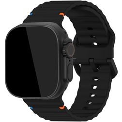 Mobilize Buckle Silikoni Apple Watch Ranneke Solki - 49/46/45/44 mm - Musta