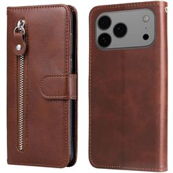 Mobigear Zipper iPhone 18 Pro Max Capa livro Carteira - Castanho