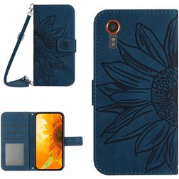Mobigear Sunflower Samsung Galaxy Xcover 7 Lompakkokotelo + Setelitasku - Laivastonsininen