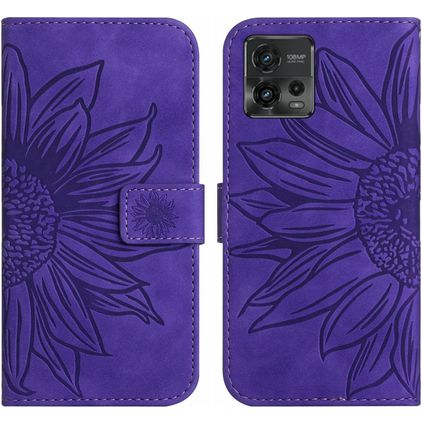 Mobigear Sunflower Motorola Moto G72 Funda tipo libro Cartera - Morado