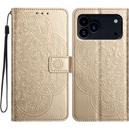 Mobigear Mandala iPhone 18 Pro Max Plånboksfodral med sedelfack - Guld