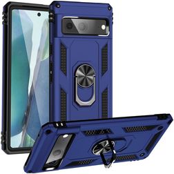 Mobigear Armor Ring Google Pixel 7 Tvrdý plast Zadní kryt odolný proti nárazům s prstýnkem - Modrá